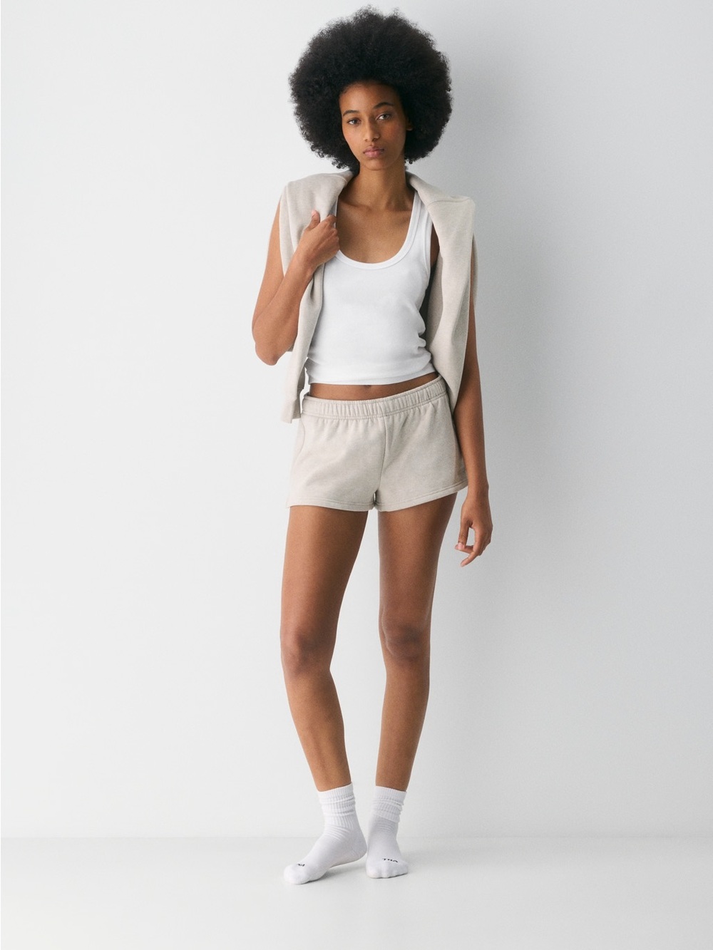 TNA Terry Lounge Shorts in Light Beige
